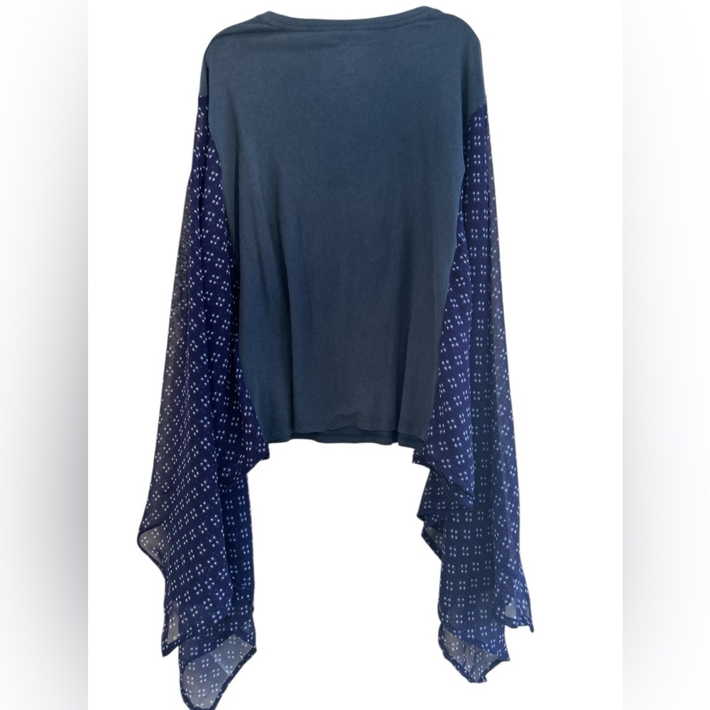Upcycled Rolling Stones With Sheer Patterned Bell Kantha Sleeve Tee OS - Picture 4 of 4